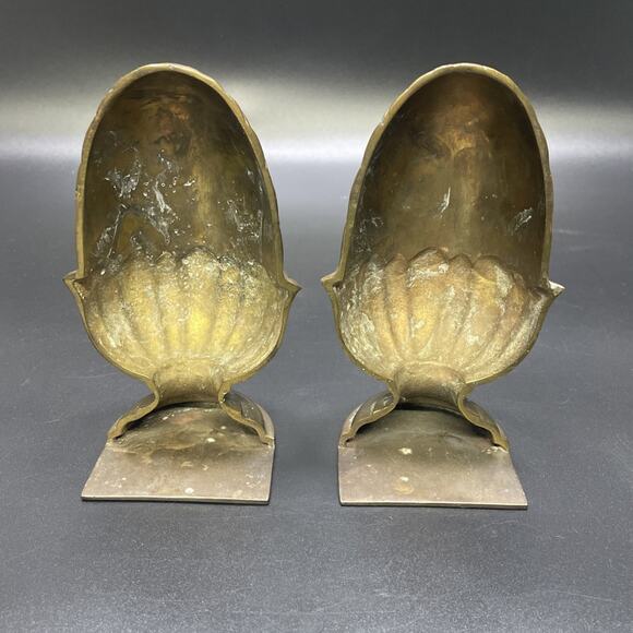 Pair of Vtg Tic Solid Brass Acorn/Artichoke Bookends Lacquered Patina 7" India - Picture 3 of 8